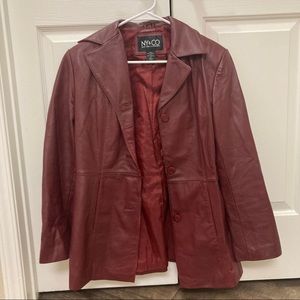 100% leather lining red jacket